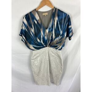 PORTS Patterned Top V Neck Dress Size 4